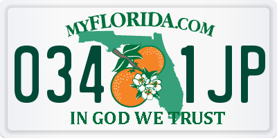 FL license plate 0341JP