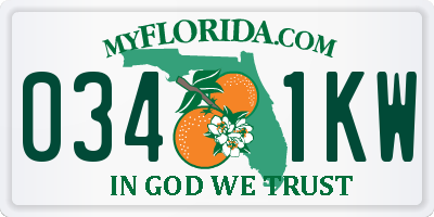 FL license plate 0341KW