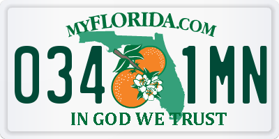 FL license plate 0341MN