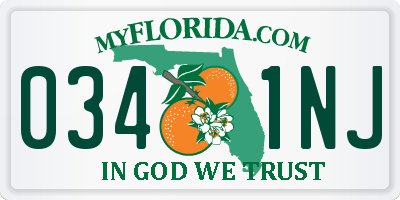 FL license plate 0341NJ
