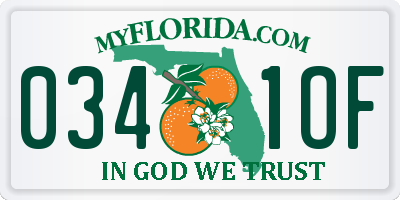 FL license plate 0341OF