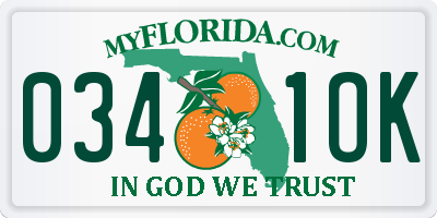FL license plate 0341OK