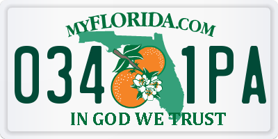 FL license plate 0341PA