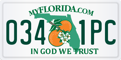 FL license plate 0341PC