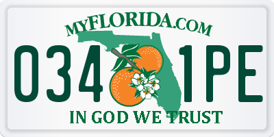FL license plate 0341PE