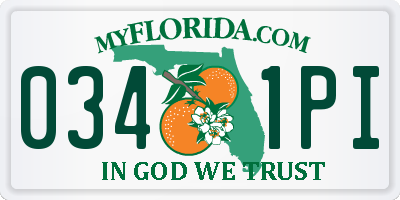 FL license plate 0341PI