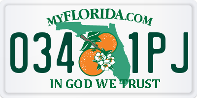 FL license plate 0341PJ