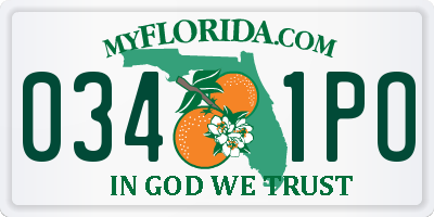 FL license plate 0341PO