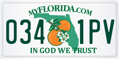 FL license plate 0341PV