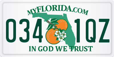 FL license plate 0341QZ