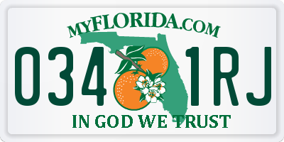 FL license plate 0341RJ