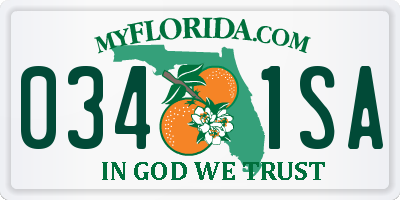 FL license plate 0341SA