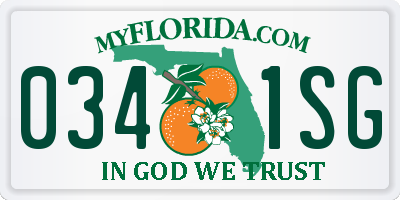 FL license plate 0341SG