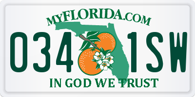 FL license plate 0341SW