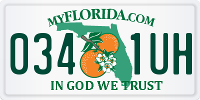 FL license plate 0341UH