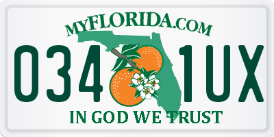 FL license plate 0341UX