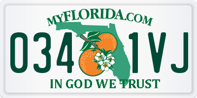 FL license plate 0341VJ