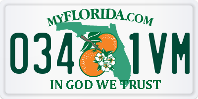 FL license plate 0341VM