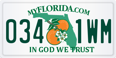 FL license plate 0341WM