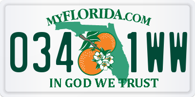 FL license plate 0341WW