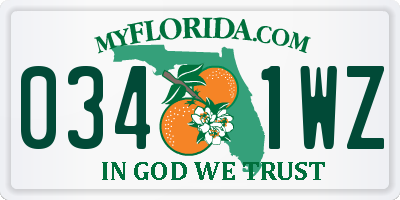 FL license plate 0341WZ