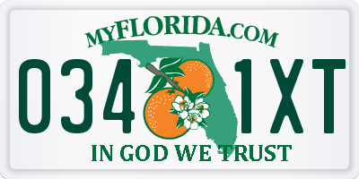 FL license plate 0341XT