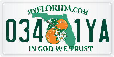 FL license plate 0341YA