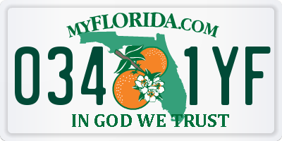FL license plate 0341YF