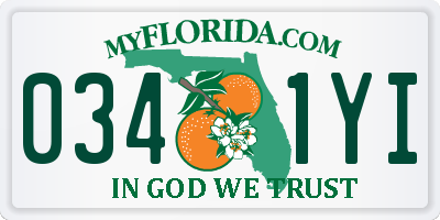 FL license plate 0341YI