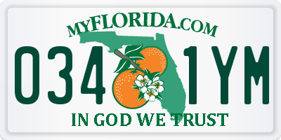 FL license plate 0341YM