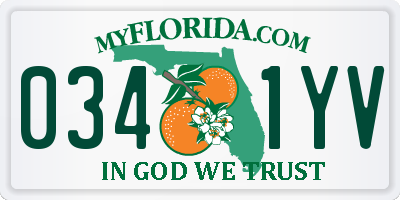 FL license plate 0341YV