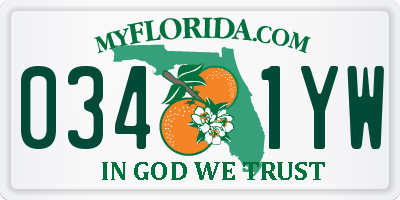 FL license plate 0341YW