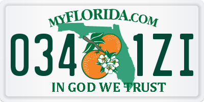 FL license plate 0341ZI