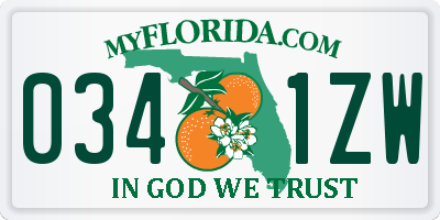FL license plate 0341ZW