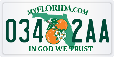 FL license plate 0342AA