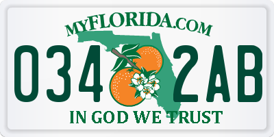 FL license plate 0342AB