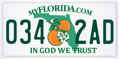 FL license plate 0342AD