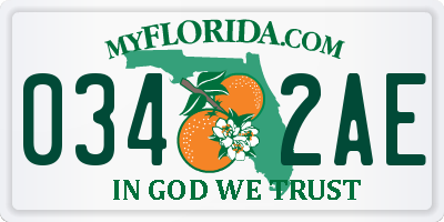 FL license plate 0342AE