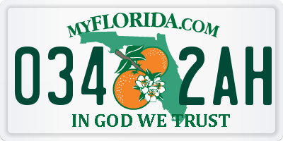 FL license plate 0342AH