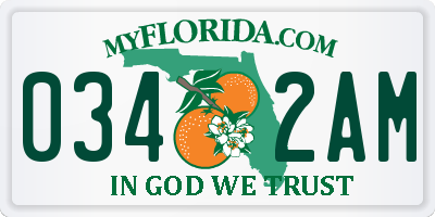 FL license plate 0342AM