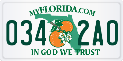 FL license plate 0342AO