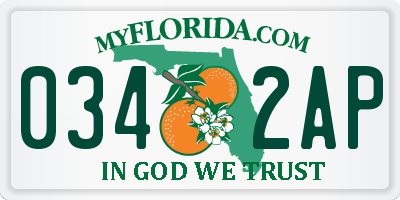FL license plate 0342AP