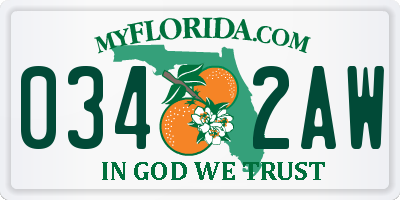 FL license plate 0342AW