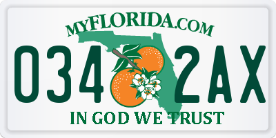 FL license plate 0342AX