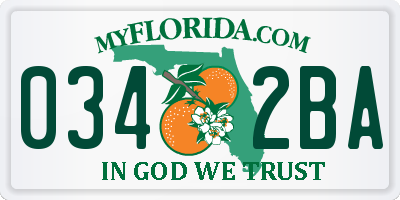 FL license plate 0342BA