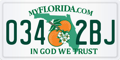 FL license plate 0342BJ
