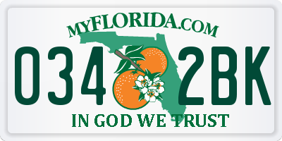 FL license plate 0342BK
