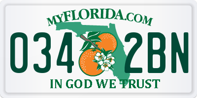 FL license plate 0342BN