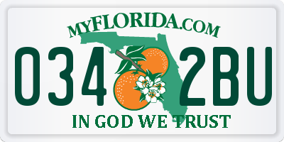 FL license plate 0342BU