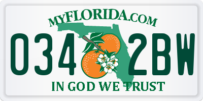 FL license plate 0342BW